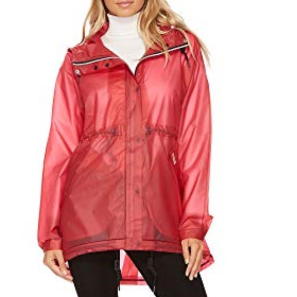 hunter red rain coat